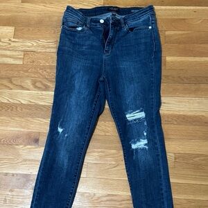 Judy Blue Dark Wash Distressed Skinny Jeans
